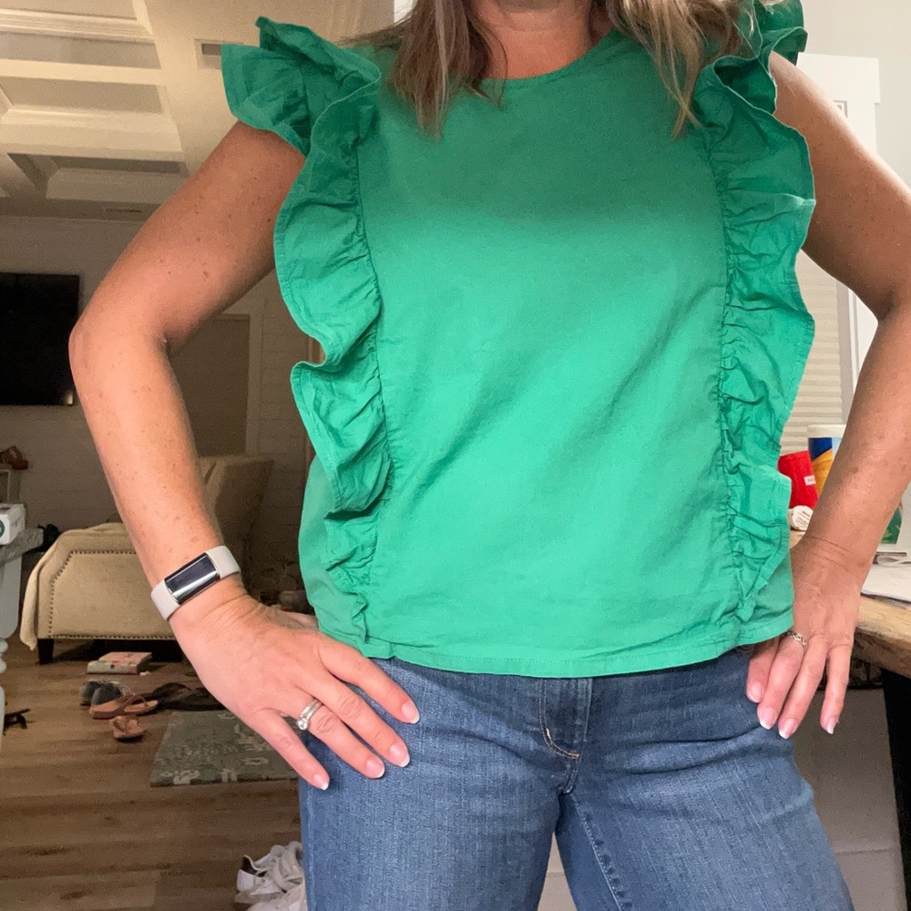 TCEC Vibrant Green Ruffle Blouse